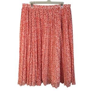 J Crew Pleated Skirt Women's 12 Orange White Floral Classic Career Preppy Dainty